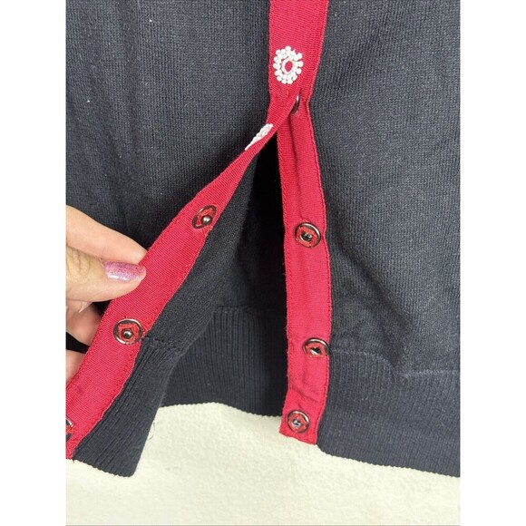 (R) ANTHROPOLOGIE Guinevere Beaded Lace Applique Cardigan Sweater Black Vintage - Picture 8 of 14